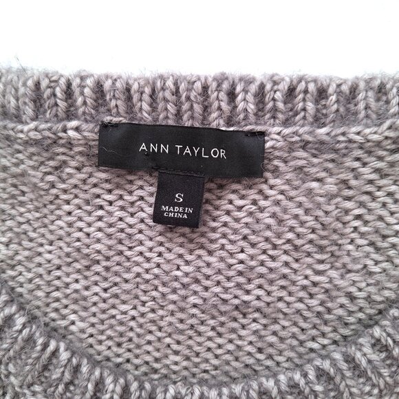 Ann Taylor Grey Cotton Wool Alpaca Blend Sweater - Picture 4 of 8